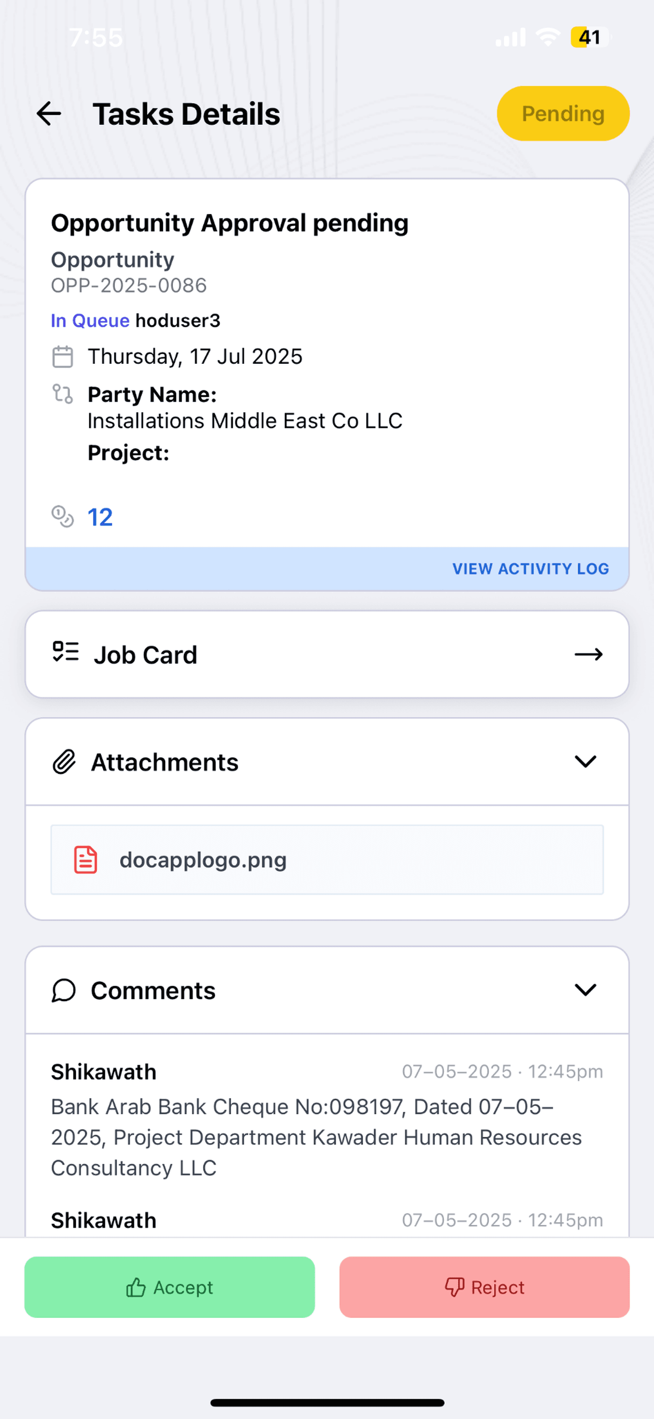Task Details & Attachments